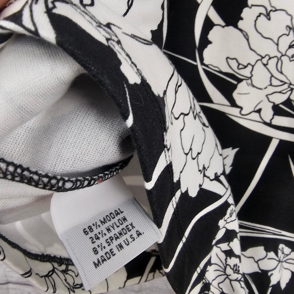 bryn WALKER XXS Lantern Long Sleeve Dress Black & White Floral NWT $210 L802 - Picture 8 of 8